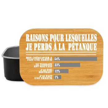 Raisons de Perdre à la Pétanque pour les Fans  - Boîte à goûter - noir - Devant
