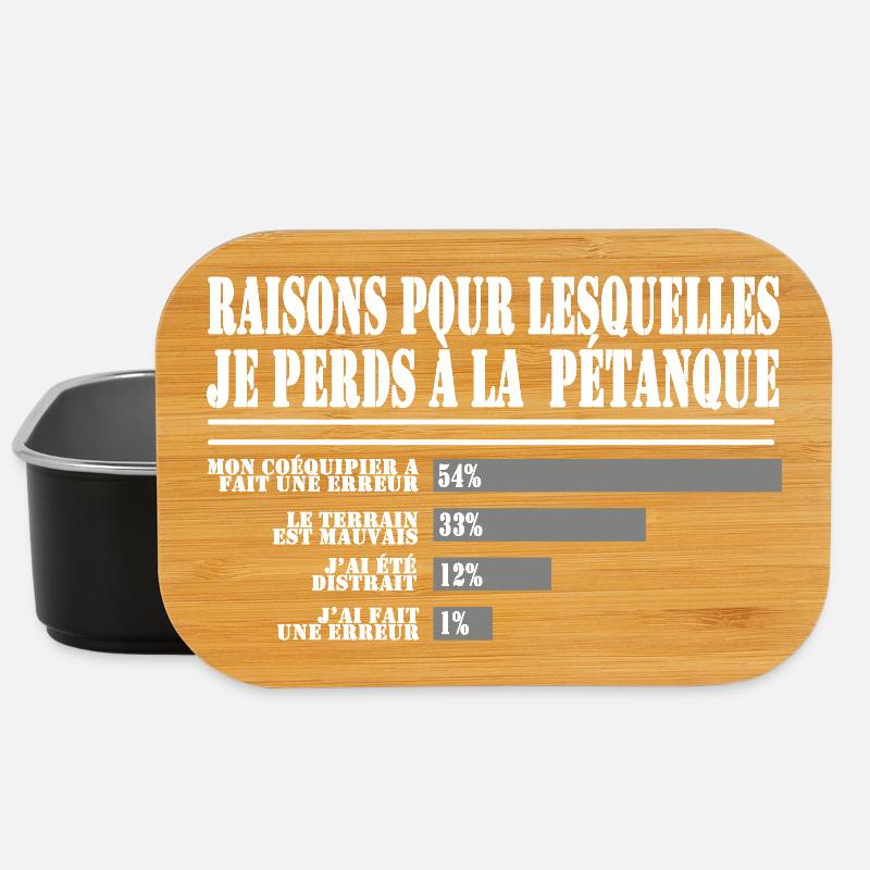 Raisons de Perdre à la Pétanque pour les Fans  - Boîte à goûter - noir