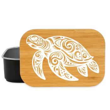 Tribal Magie – Schildkröte aus Ornamenten - Lunch Box - Schwarz - Vorne