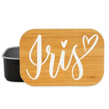 Iris Herz Schriftzug - Lunch Box - Schwarz - Vorne