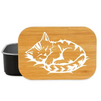 Sleeping Cat White - Lunch Box - black - Front