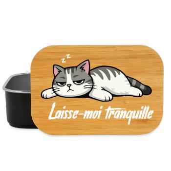 T-shirt Chat Laisse-moi tranquille drôle - Boîte à goûter - noir - Devant