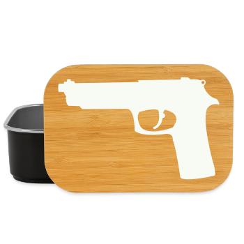 Pistol silhouette in contrast - Lunch Box - black - Front