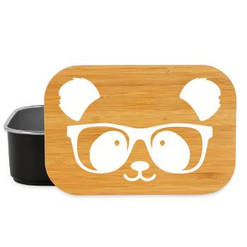 Cute panda with nerd glasses - Lunch Box - black - Front