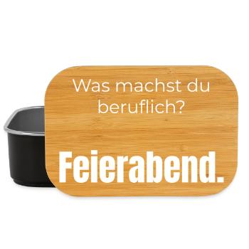 Was machst du beruflich? Feierabend – Spruch - Lunch Box - Schwarz - Vorne