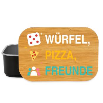 Würfel, Pizza, Freunde – Spieleabend Motiv - Lunch Box - Schwarz - Vorne