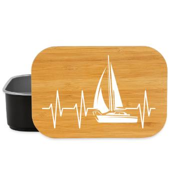 sailing sailor segelboot boot Herzschlag puls ekg - Lunch Box - Schwarz - Vorne