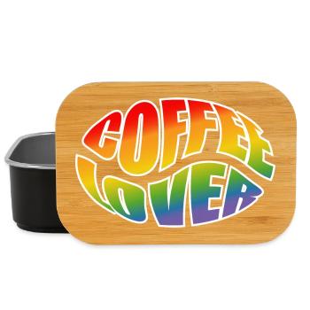 Kaffeebohne coffee lover rainbow black shirt - Lunch Box - Schwarz - Vorne