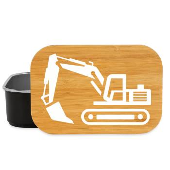 Bagger-Konturen: Silhouette eines Baugeräteführers - Lunch Box - Schwarz - Vorne