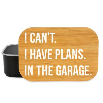 I can't I have plans in the garage funny shirt - Boîte à goûter - noir - Devant