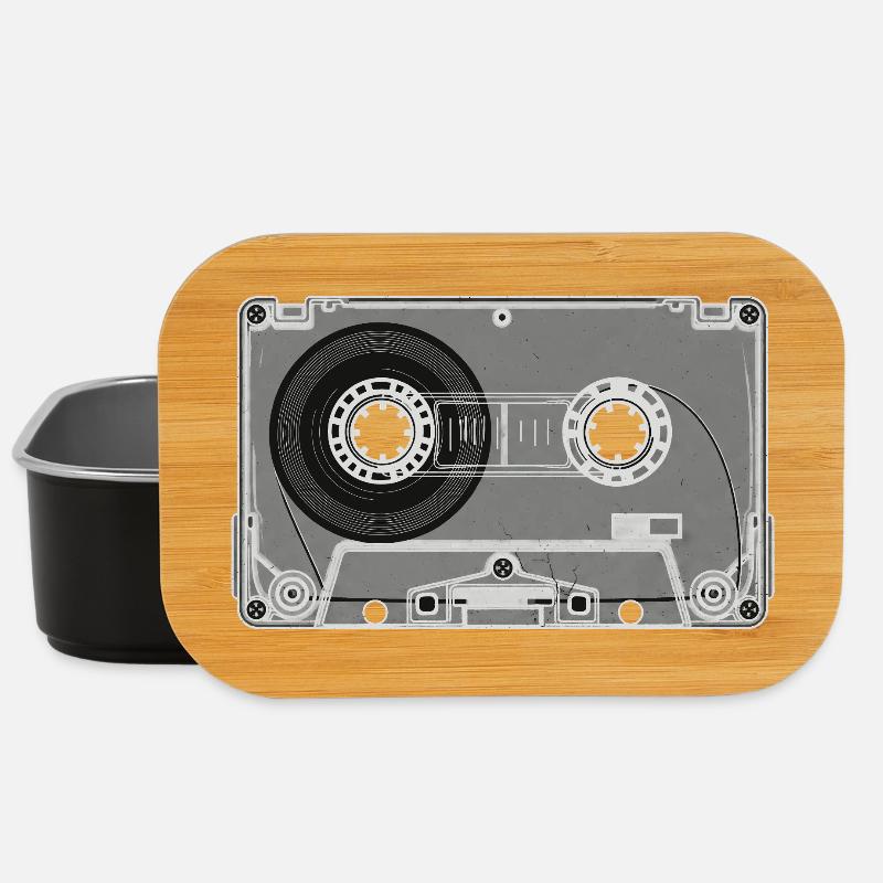 Kassette Retro Print - Lunch Box - Schwarz