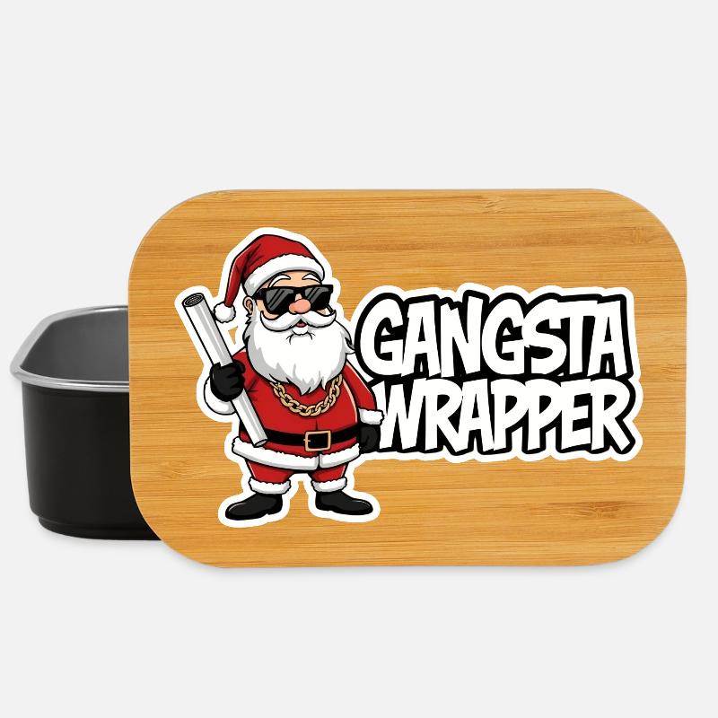Gangsta Wrapper Santa Weihnachtsdesign - Lunch Box - Schwarz