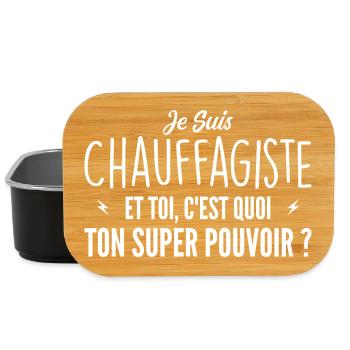 Je suis Chauffagiste. C'est quoi ton super pouvoir - Boîte à goûter - noir - Devant