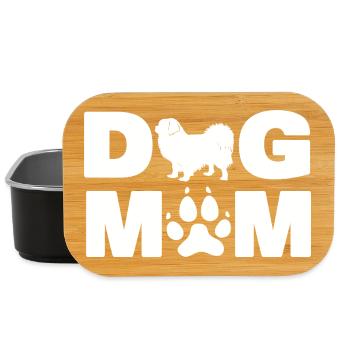Tibetan Spaniel Dog Mom Paw Print Puppy Gift - Lunch Box - black - Front