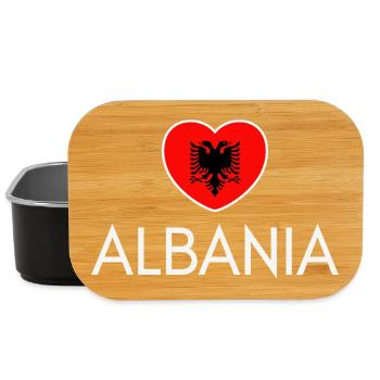 Drapeau de l’Albanie Cœur, j’aime l’Albanie - Boîte à goûter - noir - Devant