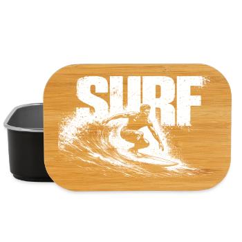 Surf Shirt Surfing Beach Ocean Surfer Gift - Lunch Box - black - Front
