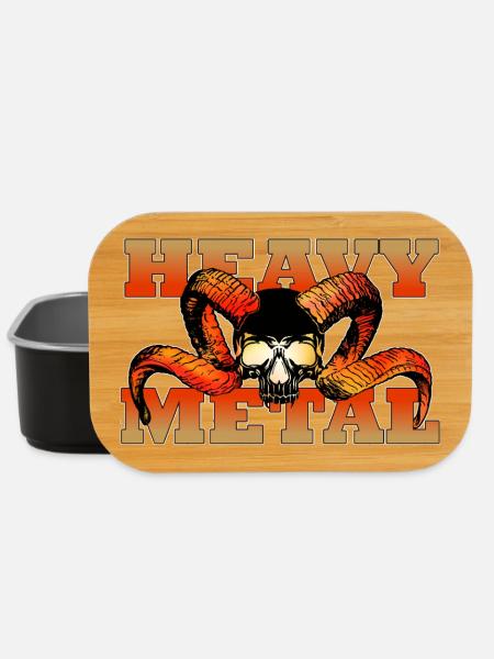 Heavy Metal Skull with Horns - Lunch Box - black
