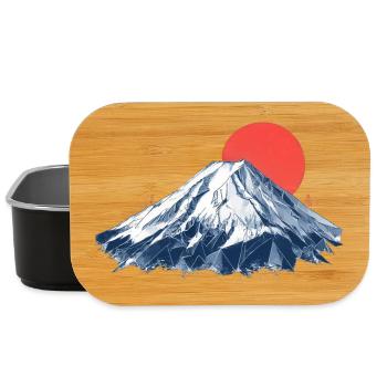 Geometrischer Berg mit roter Sonne  Origami Fuji - Lunch Box - Schwarz - Vorne