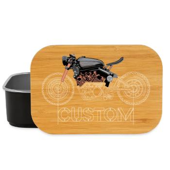 custom motorcycle workshop syymbol drawing icon - Lunch Box - black - Front