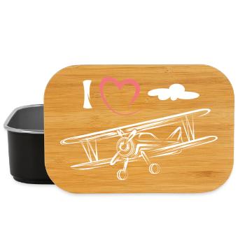Ich liebe Fliegen - vintage Flugzeug am Himmel - Lunch Box - Schwarz - Vorne