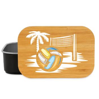 Volley-ball sur la plage - Symbole du beach-volley - Boîte à goûter - noir - Devant
