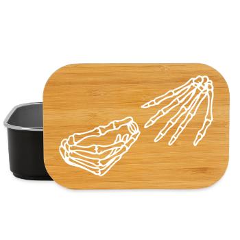 Ethereal Skeleton Hand and Skull Illustration - Lunch Box - black - Front