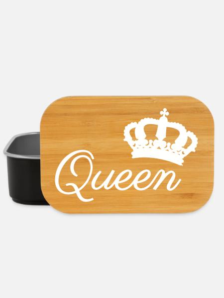 Elegant Queen Crown Typography Design - Lunch Box - black
