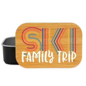 Voyage de ski en familleDesign de rayures arc-en-ciel vibrantes - Boîte à goûter - noir - Devant
