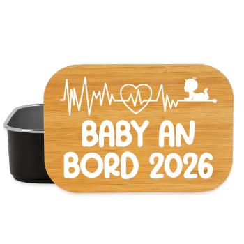 Future maman BÉBÉ À BORD 2026 Drôle - Boîte à goûter - noir - Devant