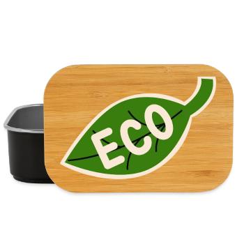 Öko-Blatt-Emblem – Minimalismus - Lunch Box - Schwarz - Vorne