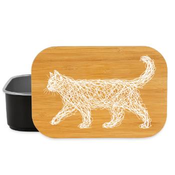 Esquisse abstraite de chat Gribouillé Art minimaliste - Boîte à goûter - noir - Devant