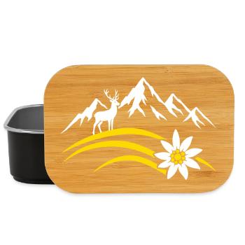 Alpenberg Edelweiss Hirsch Bayerisches Wandern - Lunch Box - Schwarz - Vorne
