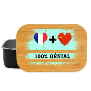 Drapeau France et Chine 100% génial - Boîte à goûter - noir - Devant