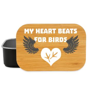 tiersprüche damen, heart beats for birds - Lunch Box - Schwarz - Vorne