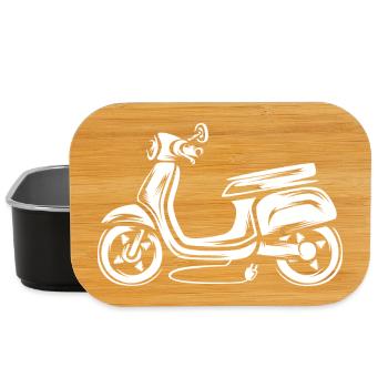 Elektro Roller Illustration - e Moped Fahrer - Lunch Box - Schwarz - Vorne