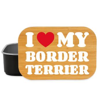 J’aime mon border terrier cadeau propriétaire de chien - Boîte à goûter - noir - Devant