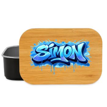 Graffiti SIMON Name Gift Ideal Printable - Lunch Box - black - Front