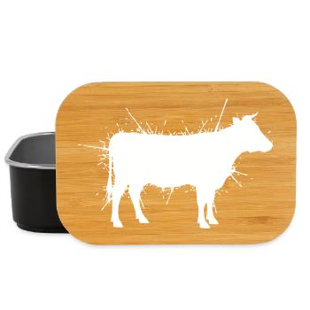 Cow Silhouette Grunge Splash Vector - Lunch Box - black - Front