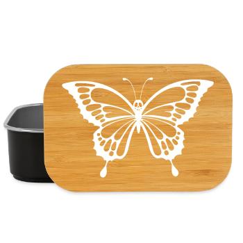 Skull and white butterfly - Lunch Box - black - Front
