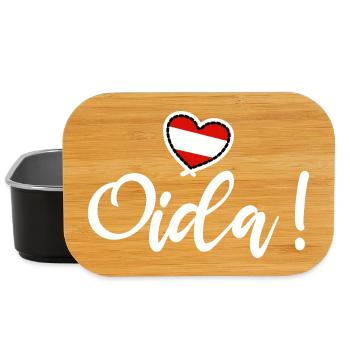 Oida! Österreich Herz I love Austria Dialekt Munda - Lunch Box - Schwarz - Vorne