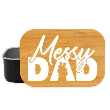 Messy Dad Funny Fatherhood Parenting Design - Lunch Box - black - Front