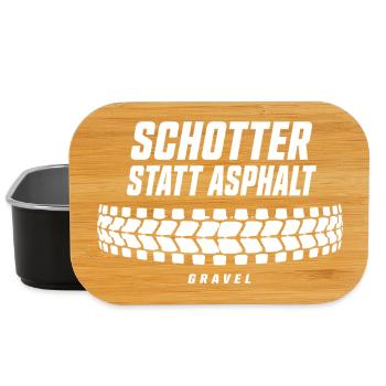 Schotter statt Asphalt Gravel Bike Reifen T-Shirt - Lunch Box - Schwarz - Vorne