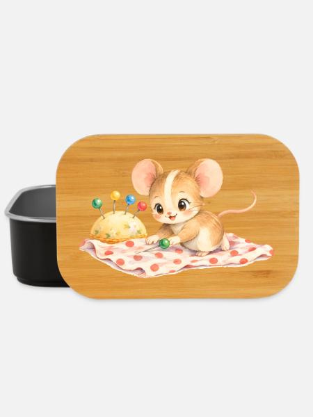 Maus - mit Nadelkissen beim Abstecken - Lunch Box - Schwarz