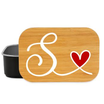 S Initiale mit Herz - Lunch Box - Schwarz - Vorne