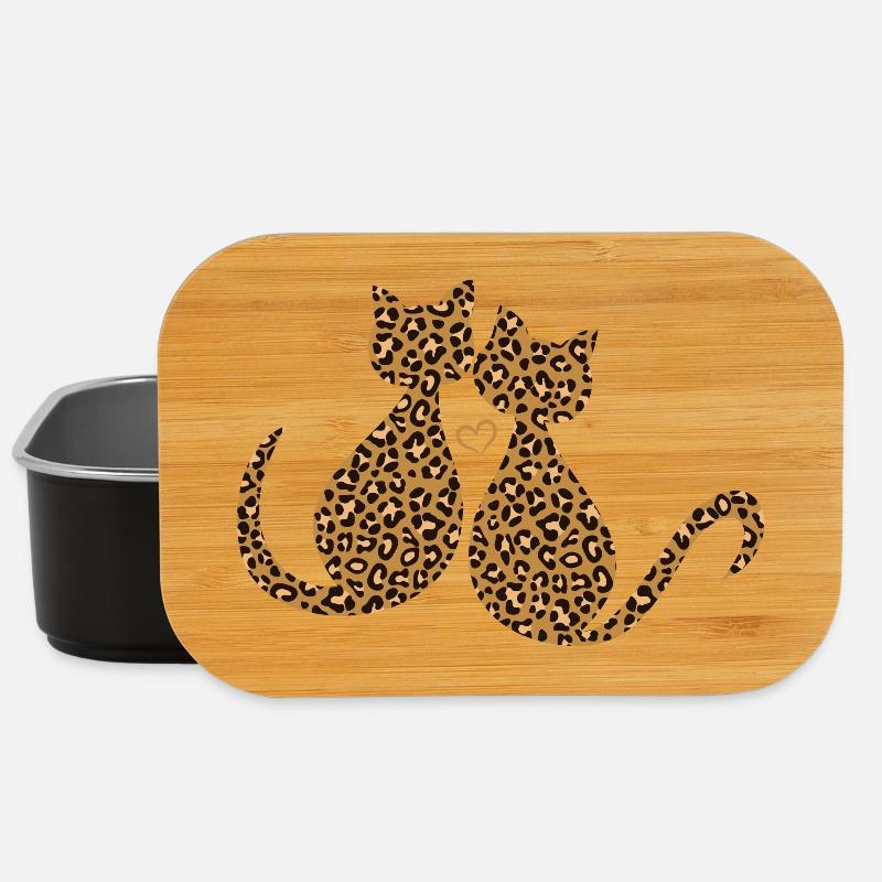 Leopard Leo Kätzchen Katzen Verliebt In Love - Lunch Box - Schwarz