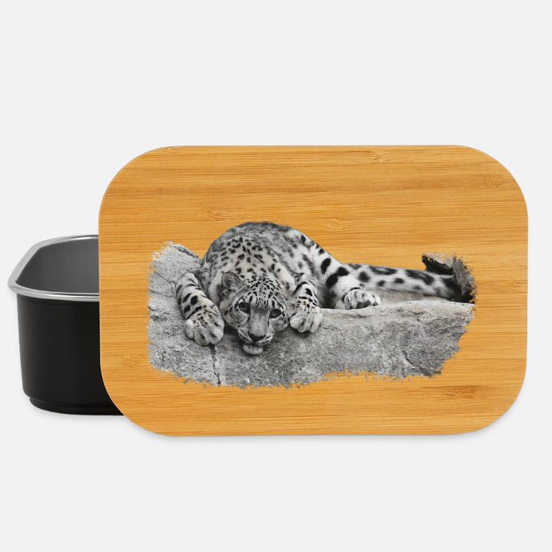 geschenke raubkatzenliebhaber, Schneeleopard Junge - Lunch Box - Schwarz
