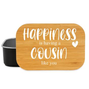 Cousin & Cousin Happiness Cadeau Anniversaire Merci - Boîte à goûter - noir - Devant