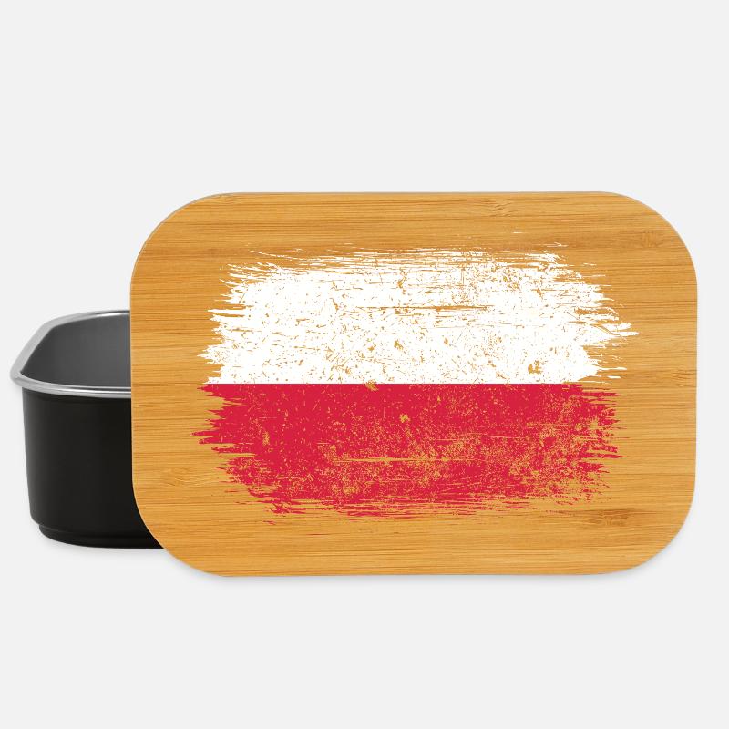 Polish Flag Brush Stroke - Lunch Box - black
