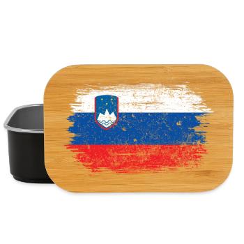 Slovenia Flag Brush Art - Lunch Box - black - Front