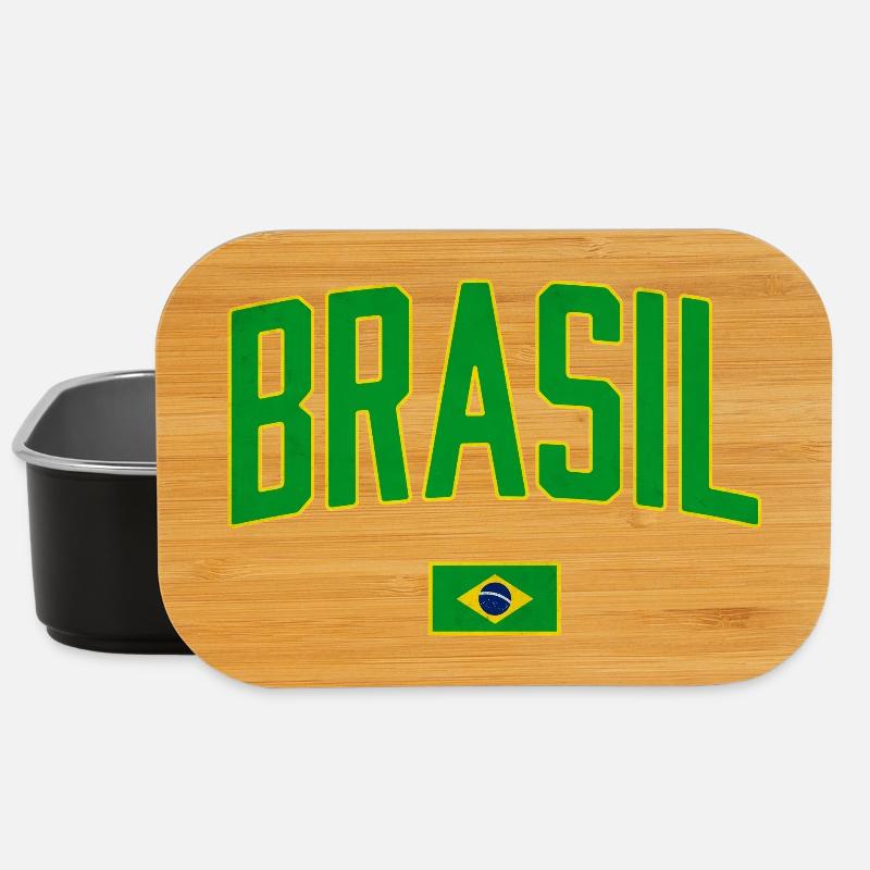 Brasil Vintage Schriftzug mit Flagge - Lunch Box - Schwarz